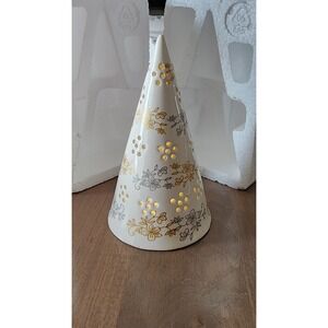 Temptations By Tara Christmas Tree Gold Silver Illuminated Color Changing Cone 1